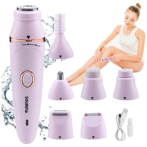 Rasoi Elettrico Multifunzione 7-in-1 Per Donna E Uomo, Ricaricabile Usb, Uso Asciutto E Bagnato Pink - Foto 5