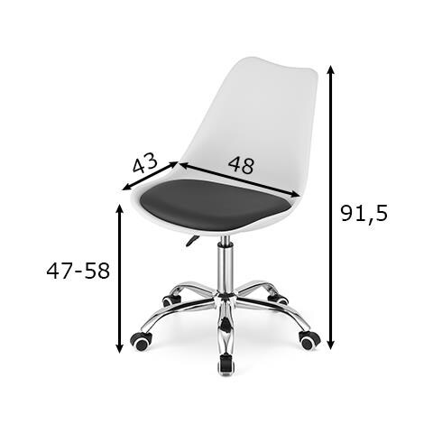 Sedia da lavoro per bambini regolabile in altezza, nera e bianca - Foto 1