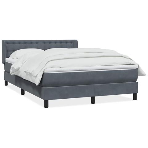 Giroletto a Molle con Materasso Grigio Scuro 140x220 cm Velluto - Foto 1