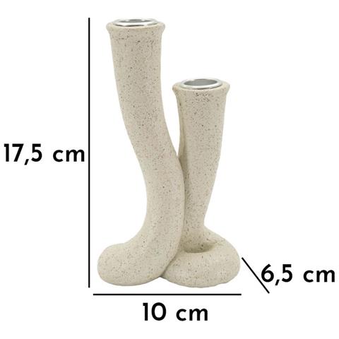 Portacandele Stons Piccolo A Due Fiamme In Polyresin Effetto Sabbia — 10x6,5x17,5 Cm - Foto 7