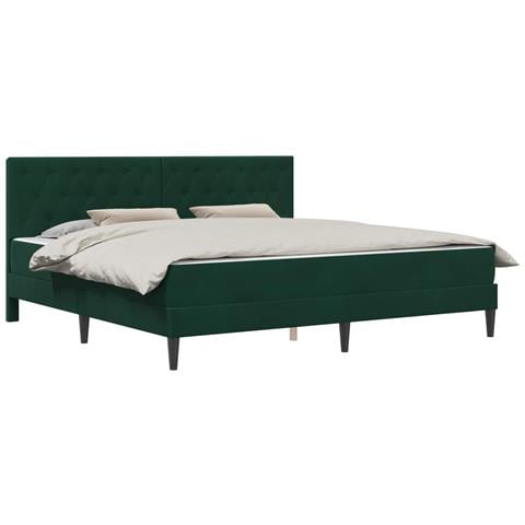 Struttura letto con materasso Verde Scuro 180 x 200 cm Velluto - Foto 1