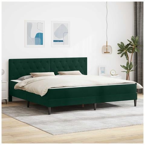 Struttura letto con materasso Verde Scuro 180 x 200 cm Velluto - Foto 2
