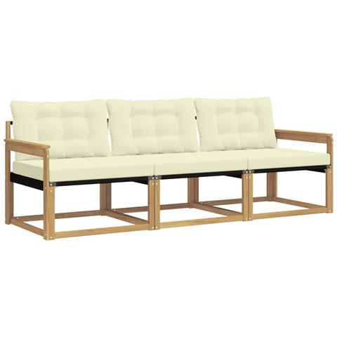 Set di divani da esterno con cuscino 3 pcs Bianco e Crema - Foto 1