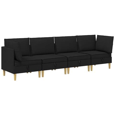 Set di divani modulari con spazio di archiviazione 4 pcs Nero - Foto 1