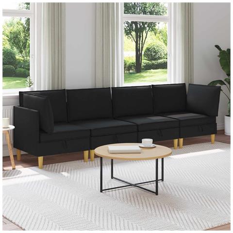 Set di divani modulari con spazio di archiviazione 4 pcs Nero - Foto 2