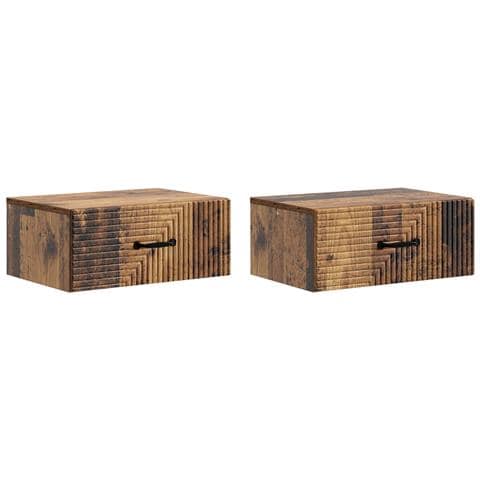 Mobiletto da notte a muro 2 pcs Legno antico 49 x 34,5 x 20 cm - Foto 1
