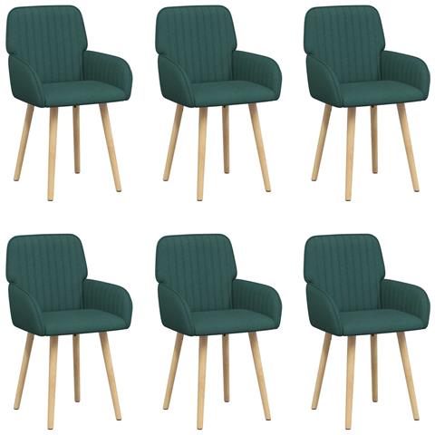 Sedie da pranzo 6 pcs Tessuto Verde Scuro 56,5 x 50 x 87,5 cm - Foto 1