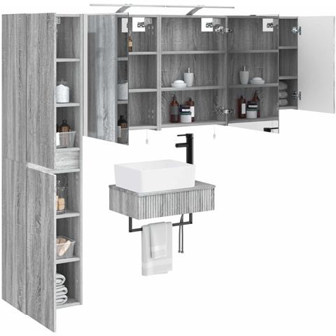 Set di mobili per il bagno 5 pcs Sonoma grigio - Foto 2