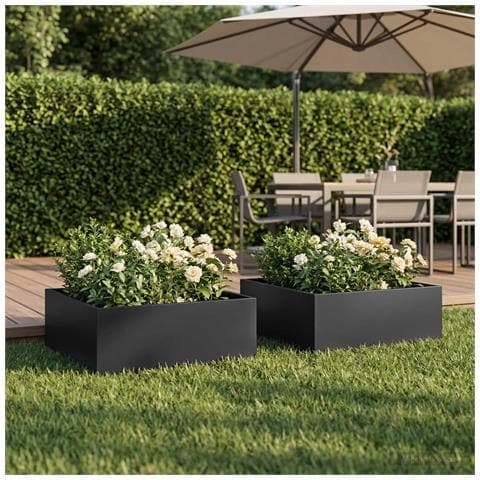 Vaso da giardino 2 pz Nero 60 x 60 x 20 cm - Foto 2
