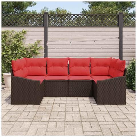 Set di divani 6 pz Marrone polyrattan - Foto 2