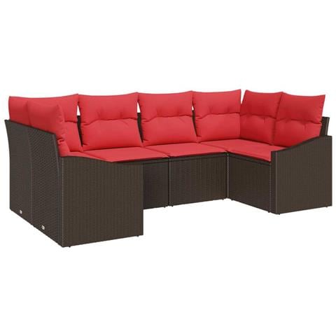 Set di divani 6 pz Marrone polyrattan - Foto 1