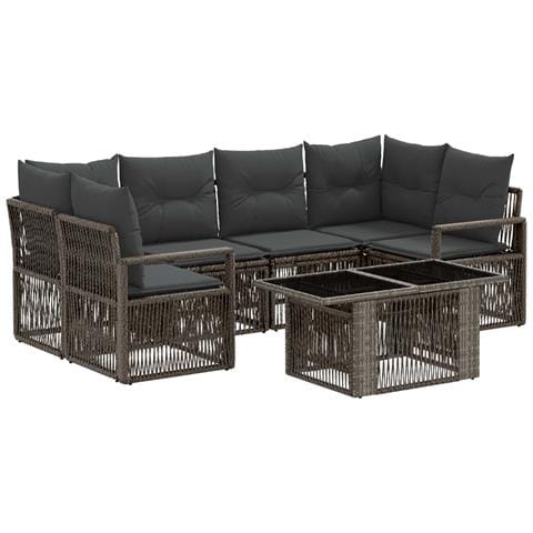 Set Divano da Giardino 7 pz Grigio e Grigio Scuro polyrattan - Foto 1