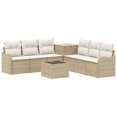 Set di divani 8 pz Beige e Bianco Crema - Foto 1