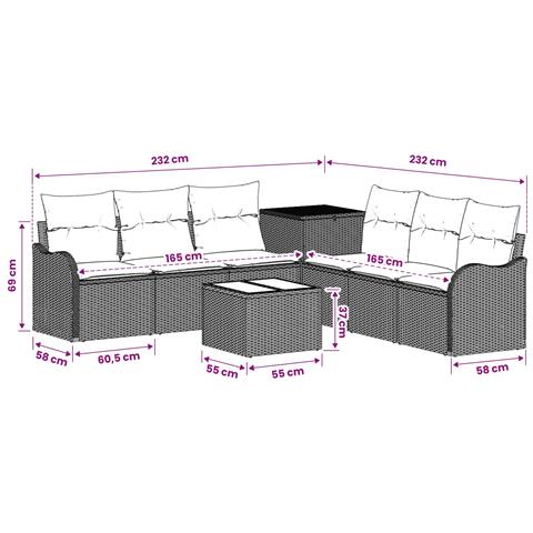 Set di divani 8 pz Beige e Bianco Crema - Foto 10