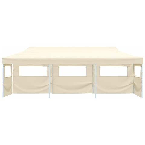 Tenda Pieghevole Pop-Up con 5 Pareti Laterali 3x9 m Crema - Foto 2