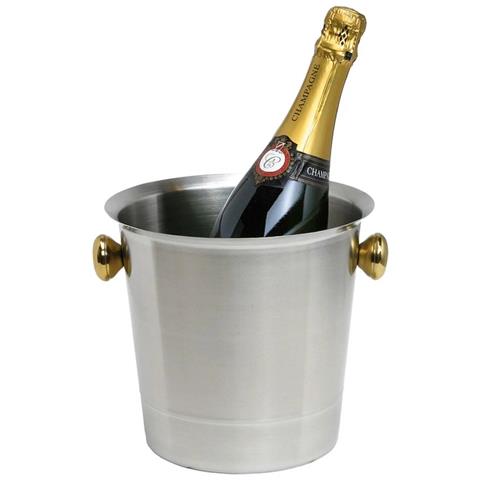 Secchiello Per Spumante E Champagne Acciaio Inossidabile 18/8 Opaco Con Manici Color Oro 5.0 Litri - Foto 3
