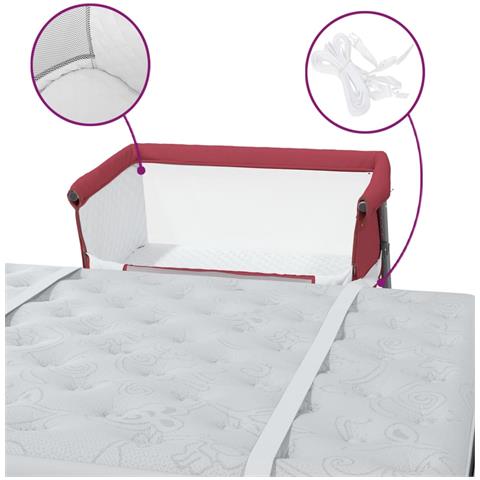 Lettino Per Bambini Con Materasso Rosso In Tessuto Di Lino - Foto 2