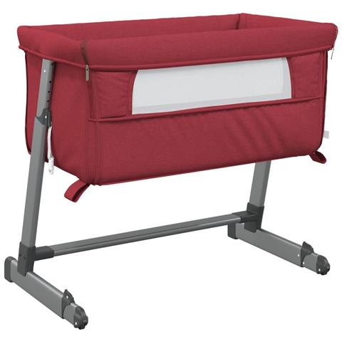 Lettino Per Bambini Con Materasso Rosso In Tessuto Di Lino - Foto 1