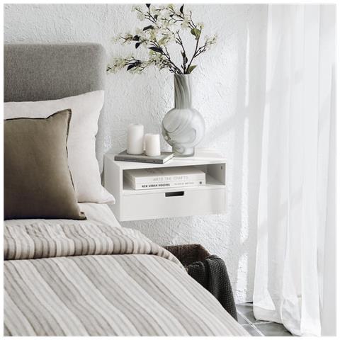 Comodino Con Cassetti Tavolo Telefono Bianco Mensoa Da Muro 45x25x55 Cm Nkd03-w - Foto 5
