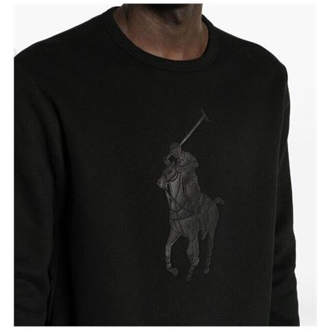 Felpa Polo Ralph Lauren Big Pony Logo In Pelle Nero Tg M - Foto 5