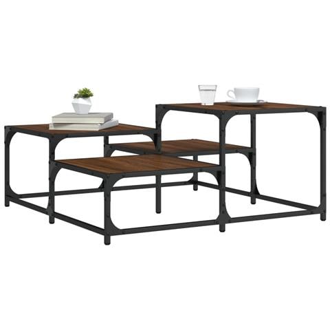 Tavolino Salotto Rovere Marrone 87,5x87,5x40 Legno Multistrato - Foto 1