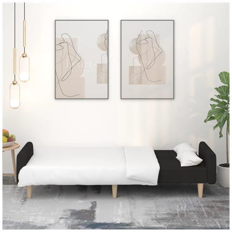 Divano Letto A 2 Posti Nero In Tessuto - Foto 2