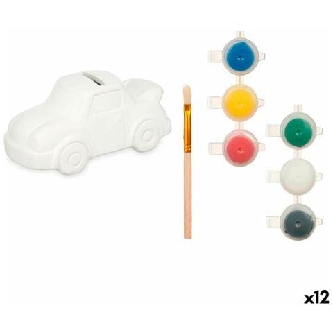 Salvadanaio Da Dipingere Bianco 14,5 X 7,2 X 9,4 Cm Macchina (12 Unità) - Foto 1