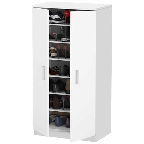 Scarpiera Con 2 Ante 7 Ripiani Mobile Porta Scarpe Mobiletto Multiuso Bianco - Foto 1