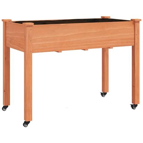 Fioriera Ruote Fodera Marrone 118x59x80cm Legno Massello Abete - Foto 2