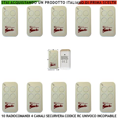 Telecomandi Securvera 10 Pezzi Frequenza Di Trasmissione 433,92 Mhz 4 Canali Potenza Trasmessa 1 Mw Codifica Di Sicure - Foto 1