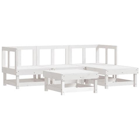 Set Salotto Da Giardino 5 Pz In Legno Massello Di Pino Bianco - Foto 1