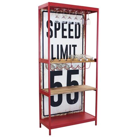 Mobile Scaffale Da Interno In Legno E Metallo A 3 Ripiani Con Portabottiglie E Sfondo Personalizzato Limit 55 - Foto 2