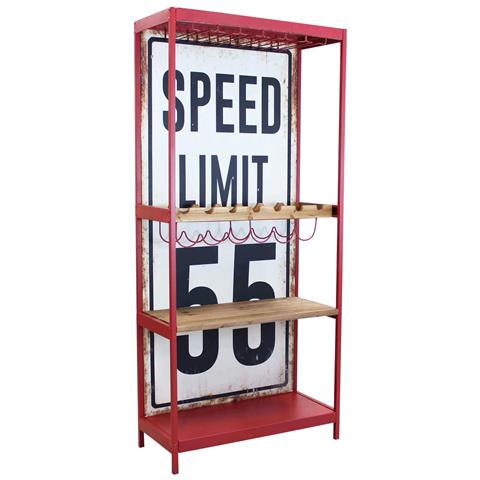 Mobile Scaffale Da Interno In Legno E Metallo A 3 Ripiani Con Portabottiglie E Sfondo Personalizzato Limit 55 - Foto 1