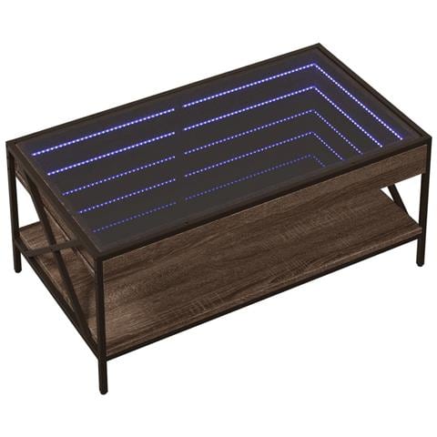 Tavolino Da Salotto Con Led Infinity Rovere Marrone 90x50x38 Cm - Foto 3