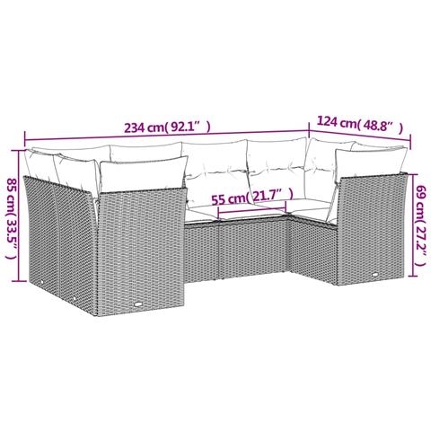 Set Divano da Giardino 6 pz con Cuscini Beige in Polyrattan - Foto 3