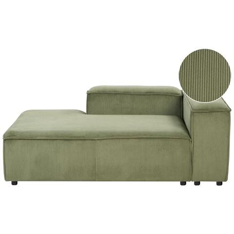 Chaise Longue Versione Destra Ardal Velluto A Coste Verde - Foto 2