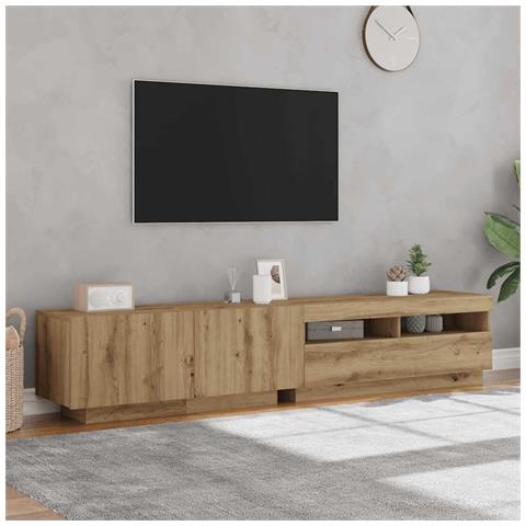 Mobile Porta TV con LED Artigianale 200x35x40 cm Multistrato - Foto 10