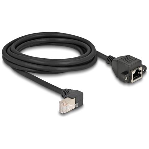 Cavo di prolunga di rete S /FTP RJ45 maschio angolato a 90° per RJ45 femmina integrato Cat. 6A 3 m nero - Foto 3