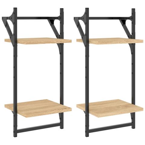 Mensole A Parete Con Aste 2pz Rovere Sonoma 30x25x65 Cm - Foto 2