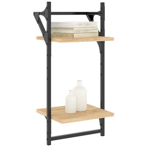 Mensole A Parete Con Aste 2pz Rovere Sonoma 30x25x65 Cm - Foto 3