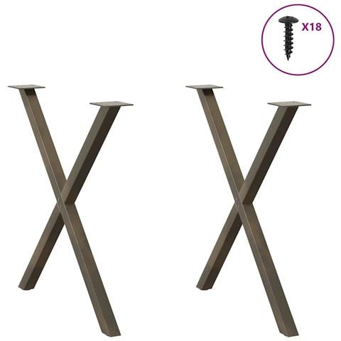 Gambe Tavolo Pranzo A X 2 Pz Naturale 80x(72-73) Cm Acciaio - Foto 3