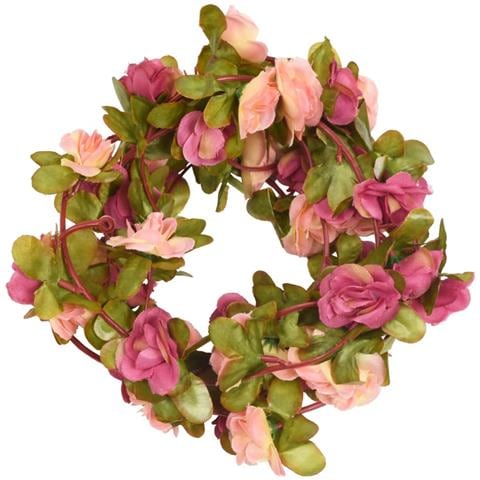 Ghirlande Fiori Artificiali Natale 6 Pz Rosa Rossa 250 Cm - Foto 2