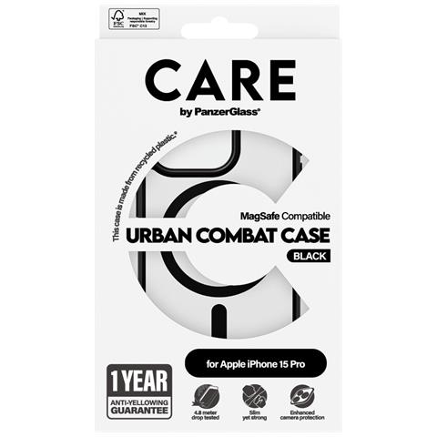 CARE Flagship Case Transparent Urban Combat w. Black MagSafe iPhone 15 Pro - Foto 2