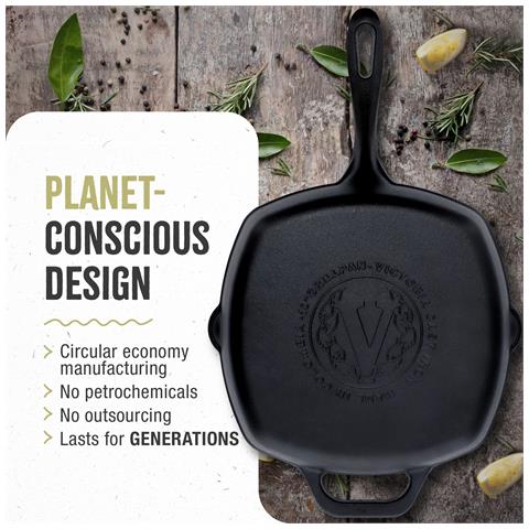 38571 Bistecchiera In Ghisa Stagionata Induzione 25x25cm Per, Fuoco, Barbecue, Forno Nero - Foto 2