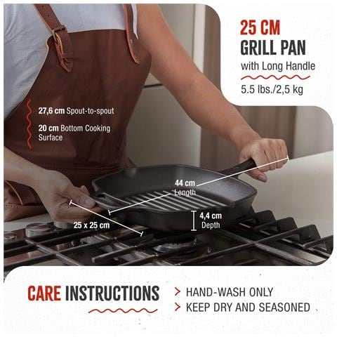 38571 Bistecchiera In Ghisa Stagionata Induzione 25x25cm Per, Fuoco, Barbecue, Forno Nero - Foto 8