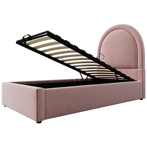 Letto Contenitore Letto Imbottito Per Bambini 90 X 200 Cm, Letto Singolo Con Motivo Cosmico, Rosa, Velluto - Foto 4