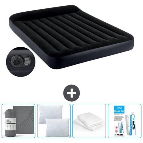 Set Materassino Gonfiabile - 203x152x25 Cm - Blu Scuro - Include Accessori Coordinati Cb19 - Foto 1