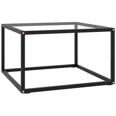 Tavolino Da Salotto Nero Con Vetro Temperato 60x60x35 Cm - Foto 2