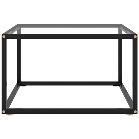 Tavolino Da Salotto Nero Con Vetro Temperato 60x60x35 Cm - Foto 1
