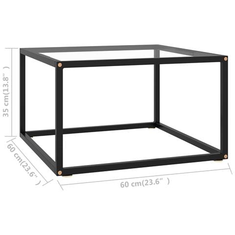 Tavolino Da Salotto Nero Con Vetro Temperato 60x60x35 Cm - Foto 5